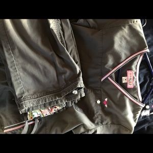 Koi scrubs in grey and pink both size M